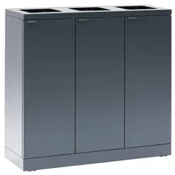 Mülltrennsystem Bica 868 Sortieranlage anthrazit 3 x 65 L große Einwurföffnungen, pulverbeschichteter Stahl, robust