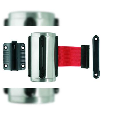 Alco Gurt-Wandkassette Innenbereich 50 mm 3 m Chrom mit rotem Gurt