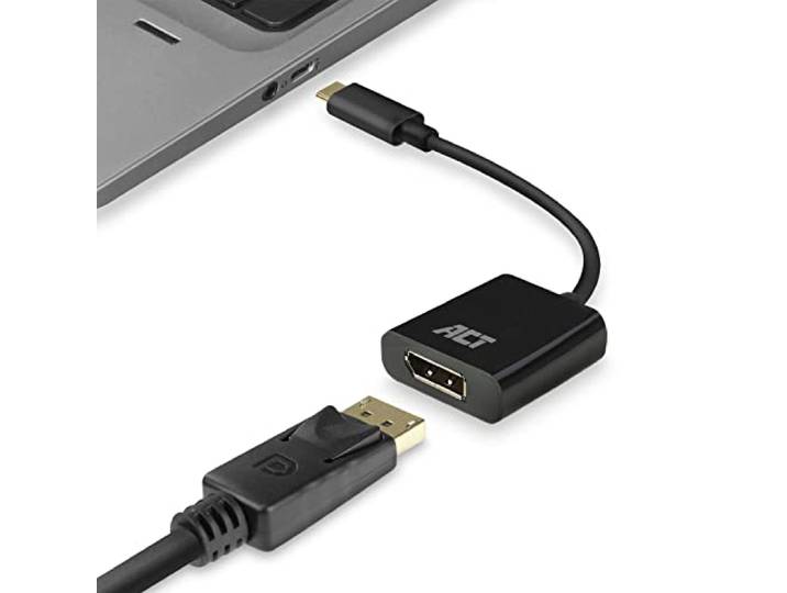 ACT USB C naar DisplayPort Adapter, 4K @60Hz, USB C-converter naar DP, Sluit extra monitor aan op laptop, voor tablet, smartphone, laptop - AC7320
