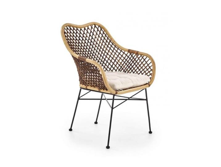 Fauteuil en rotin pieds en acier avec coussin