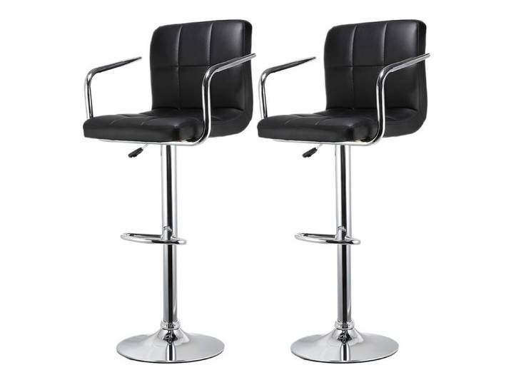 KEDIA Lot de 2 Tabourets de Bar Chaise de Bar avec Dossier et accoudoir Contemporain Simili PU pied métal Réglable en hauteur