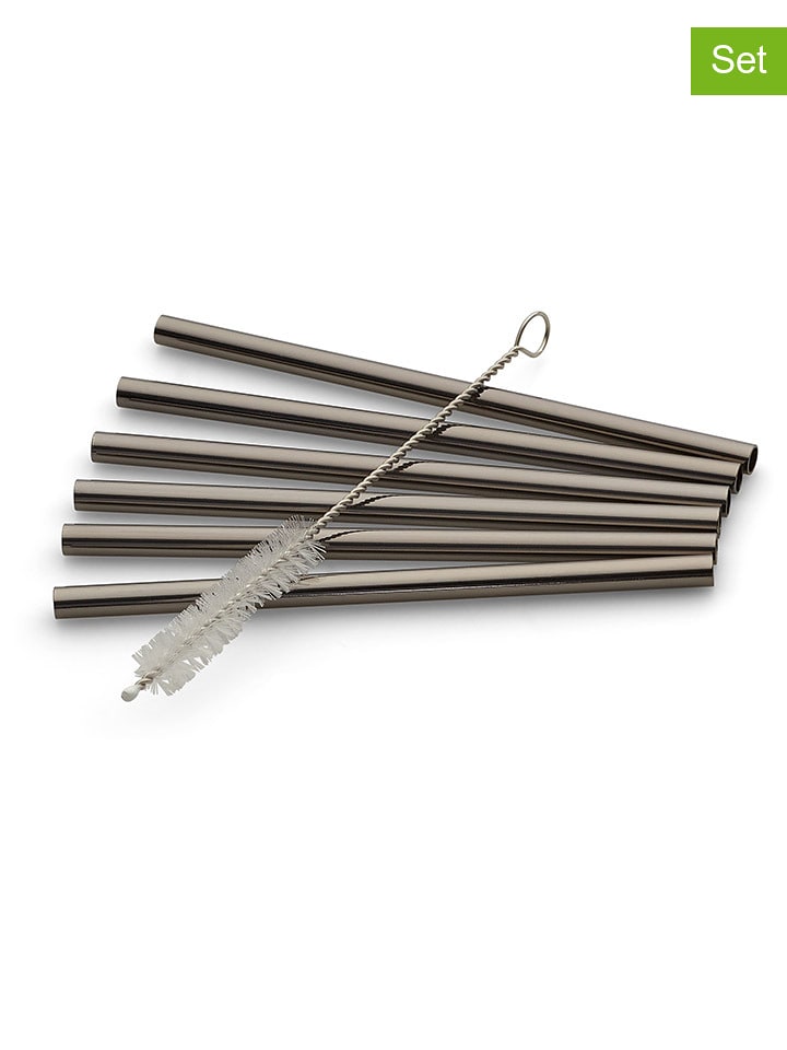 Echtwerk 6er-Set: Trinkhalme in Schwarz - (H)12 cm - onesize
