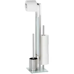 WENKO Stand WC-Garnitur Mod. Rivalta Edelstahl Matt, integrierter Toilettenpapierhalter