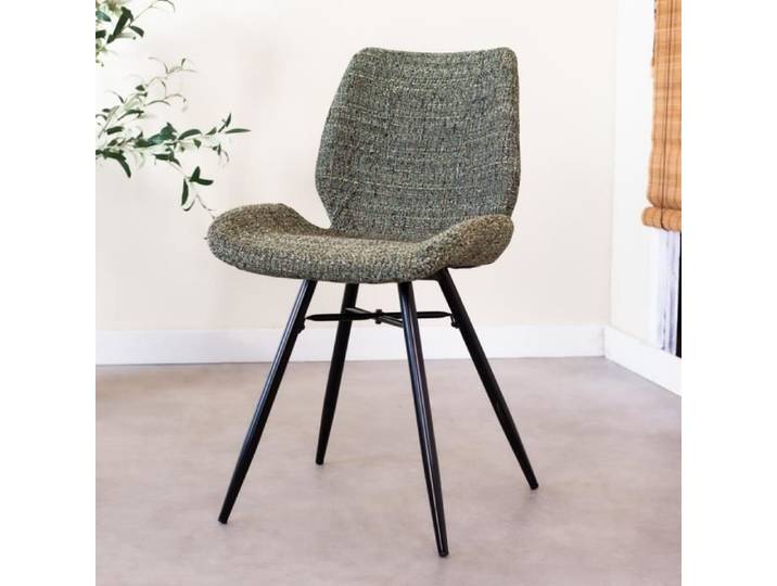 Chaise de salle à manger industrielle en chenille verte - DIMEHOUSE - Beau - Confortable et tendance