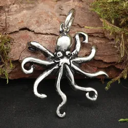 Drachensilber Krake Schmuck Anhänger für Kette 925 Silber - Silber