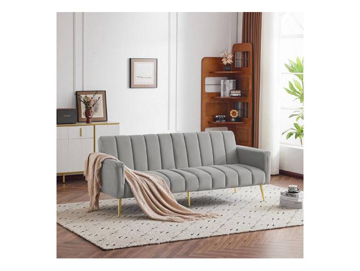 LuxusKollektion Schlafsofa Schlafsofa Klappsofa Schlaffunktion Wohnzimmer Grau 2 Seat Grau
