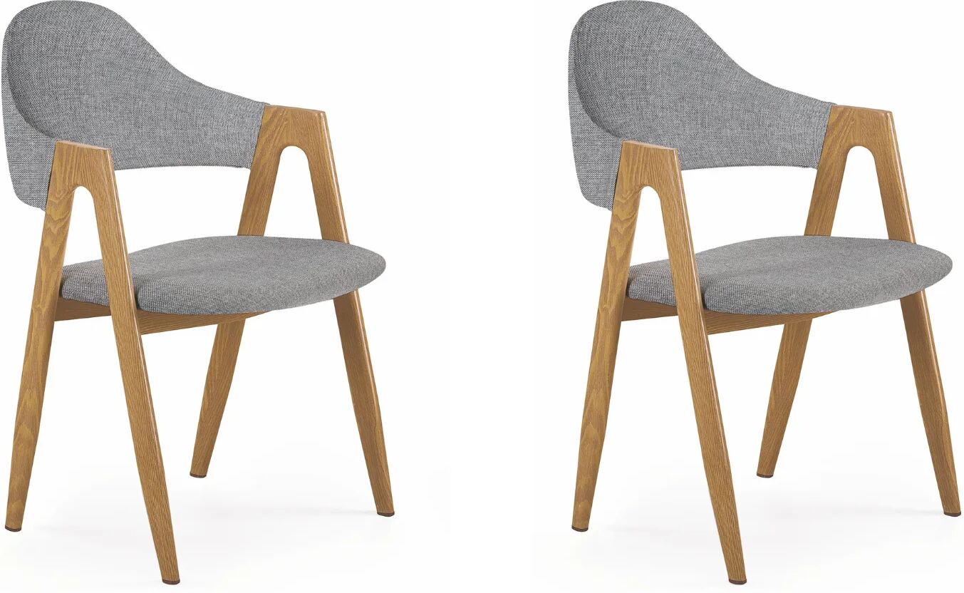 garneroarredamenti Set 2 sedie imbottite in tessuto grigio Sirius