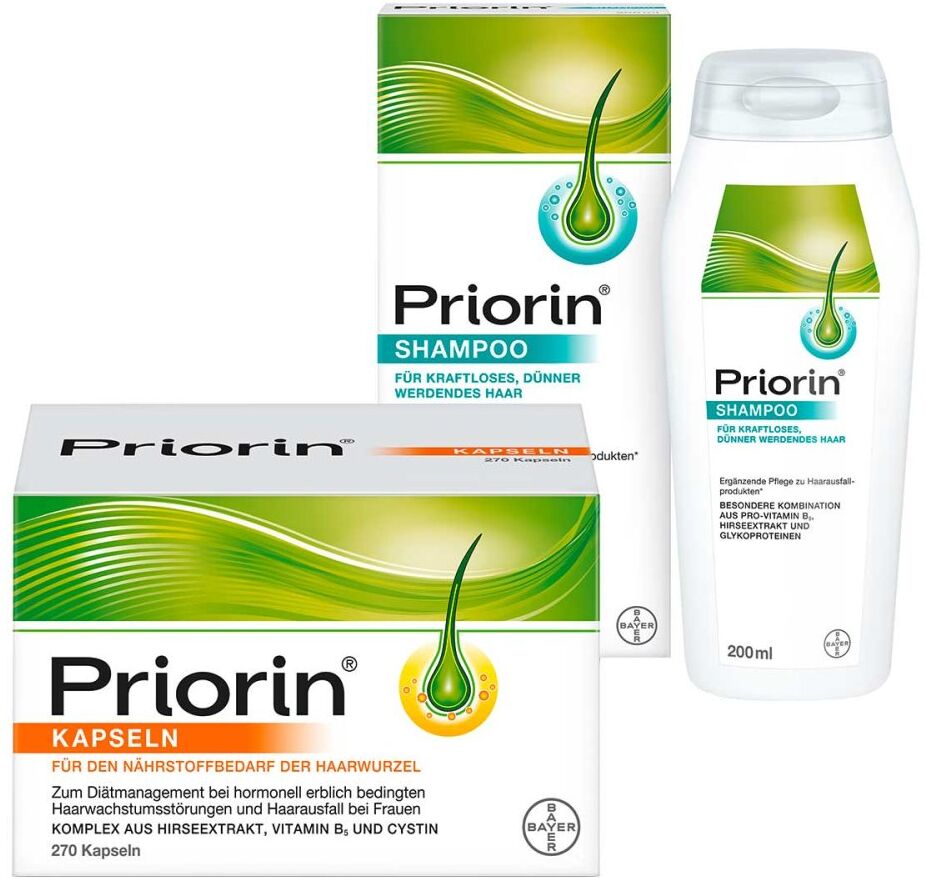 Priorin Haarpflege-Set: Priorin Kapseln 270Stück + Shampoo 200ml