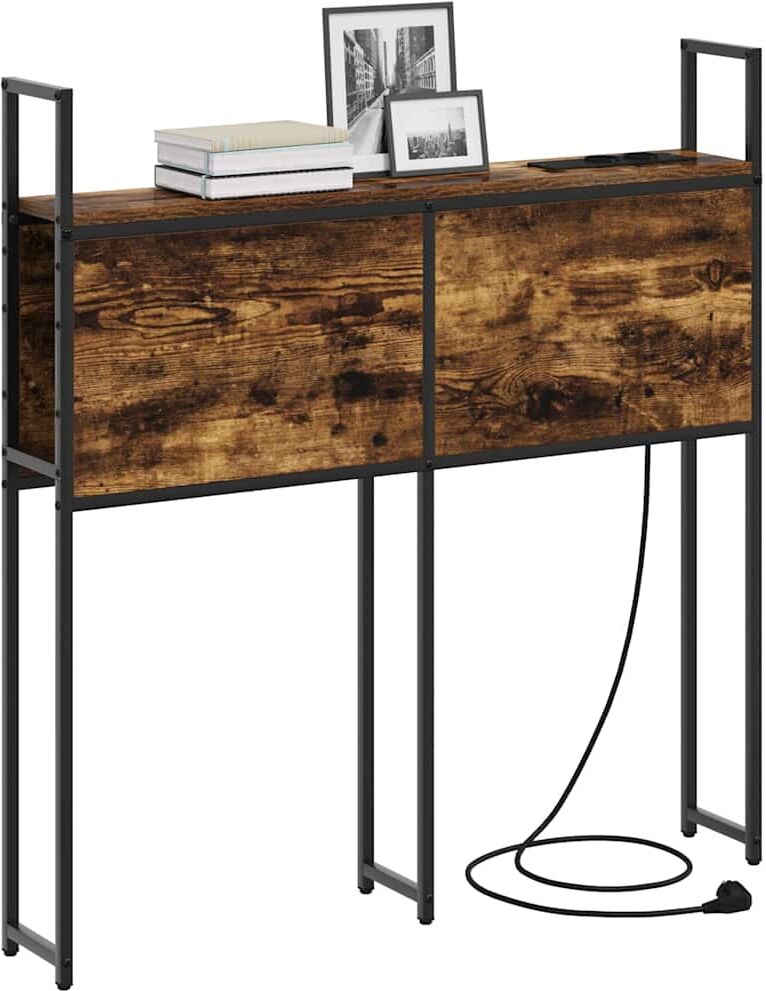 vidaXL Headboard de Rangement avec Station de Charge Chêne fumé