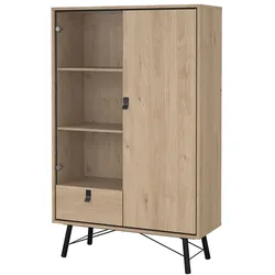Ebuy24 Ry Vitrinenschrank 2 Türen 1 Schublade Eiche Dekor.