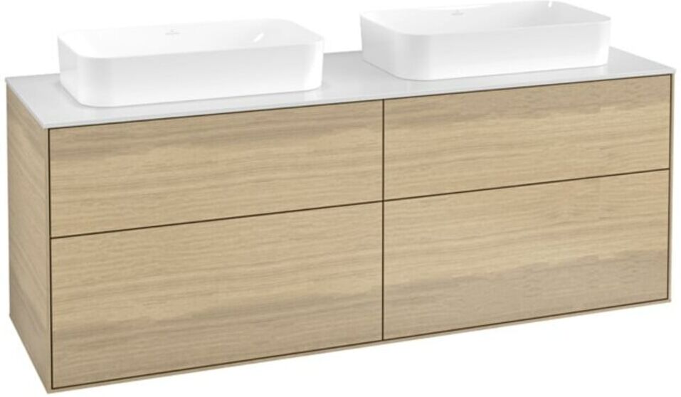 V&B; Waschtischunterschrank Finion 160x60,3x50,1cm, Gl. wh. m, Oak Veneer ; Villeroy & Boch (F72100PC)