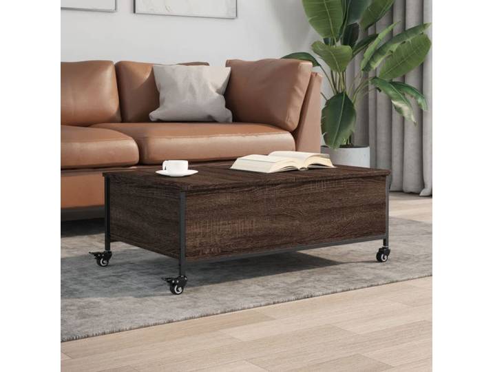 Prix bas - Table basse Table salon pour Canapé avec roulettes chêne marron-Bois d'ingénierie （646638150837)