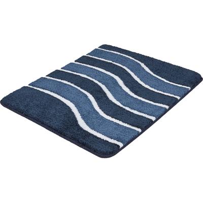 Badematte MEUSCH "Lara", blau (navy), H:20mm, Polyester, Badematten, Badematte, Wellen-Design mit flauschigen weißen Akzenten