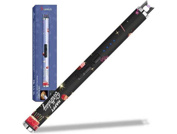 Feuerzeug Bogen USB wiederaufladbar mit LED-Anzeige Schwarz, Kunststoff, 0.5x0.5x10 cm, Küchenzubehör, Küchenhelfer
