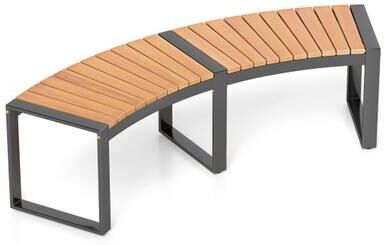 Costway Patio Curved Bench with Slatted Seat and Metal Legs-1 Piece