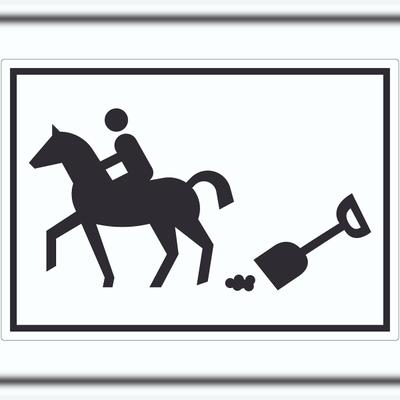 HB-Druck Bitte abäppeln Symbol Aufkleber Pferde Reitplatz A7 (74x105mm)