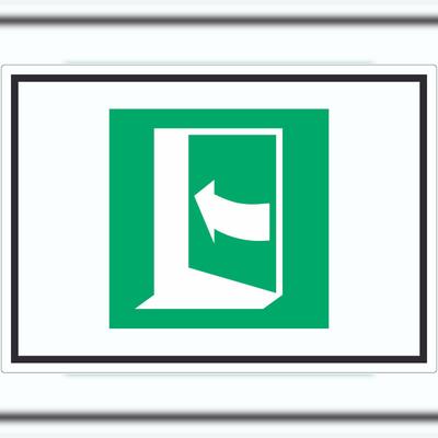 HB-Druck Tür öffnet durch Drücken auf der linken Seite Symbol Aufkleber A7 (74x105mm)