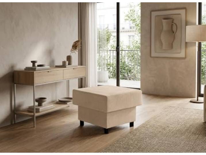 Family Meble Polsterhocker Komo Royal Aura – Fußhocker mit Stoff-Bezug und Stauraum – Beige · Aura 2