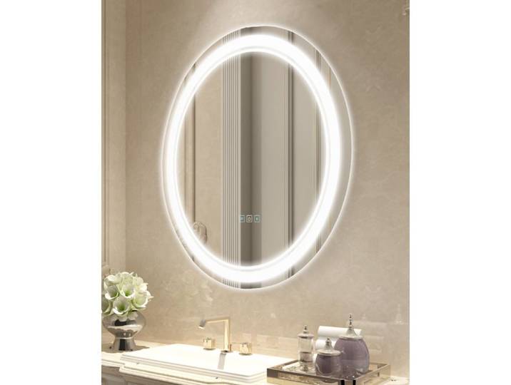 Miroir de Salle de Bain - DUOKU - 60 cm - LED - Antibuée - Montage Mural