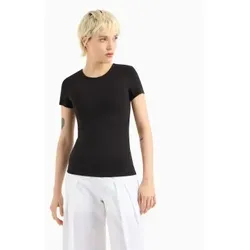A|X Armani Exchange für Damen. XW001174AF14668UC001 Eng anliegendes T-Shirt aus elastischem Strick Essential Logo Signature schwarz (M), Läs