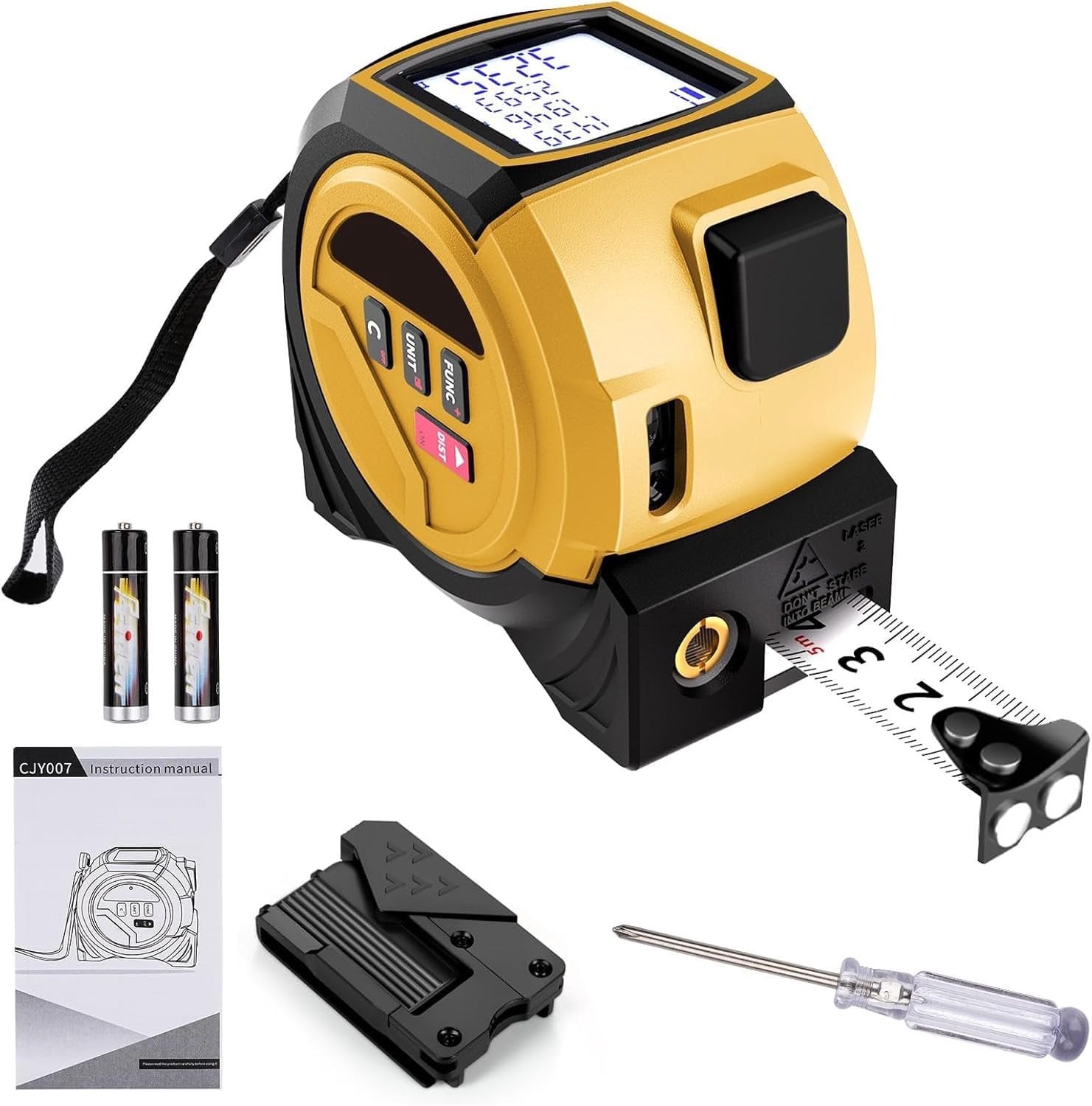 Laserafstandsmeter met kruislaser en meetlint - 60 m