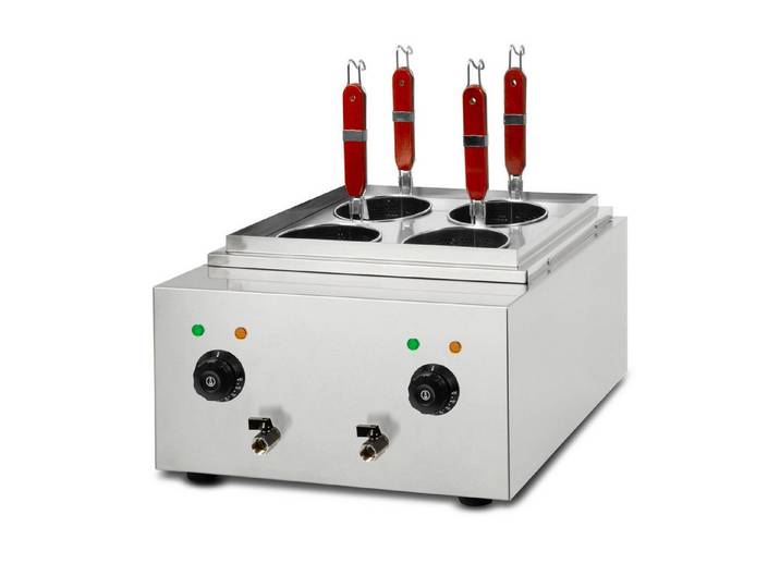 vertes Spaghettitopf Gastro Nudelkocher Pastakocher Teigwarenkocher aus Edelstahl, 2x 1700 Watt, 2 separate Kochbecken zu je 6 Liter