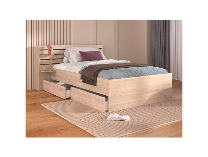 Lit 120 x 190 cm avec rangements - Coloris : Naturel - TENALIA