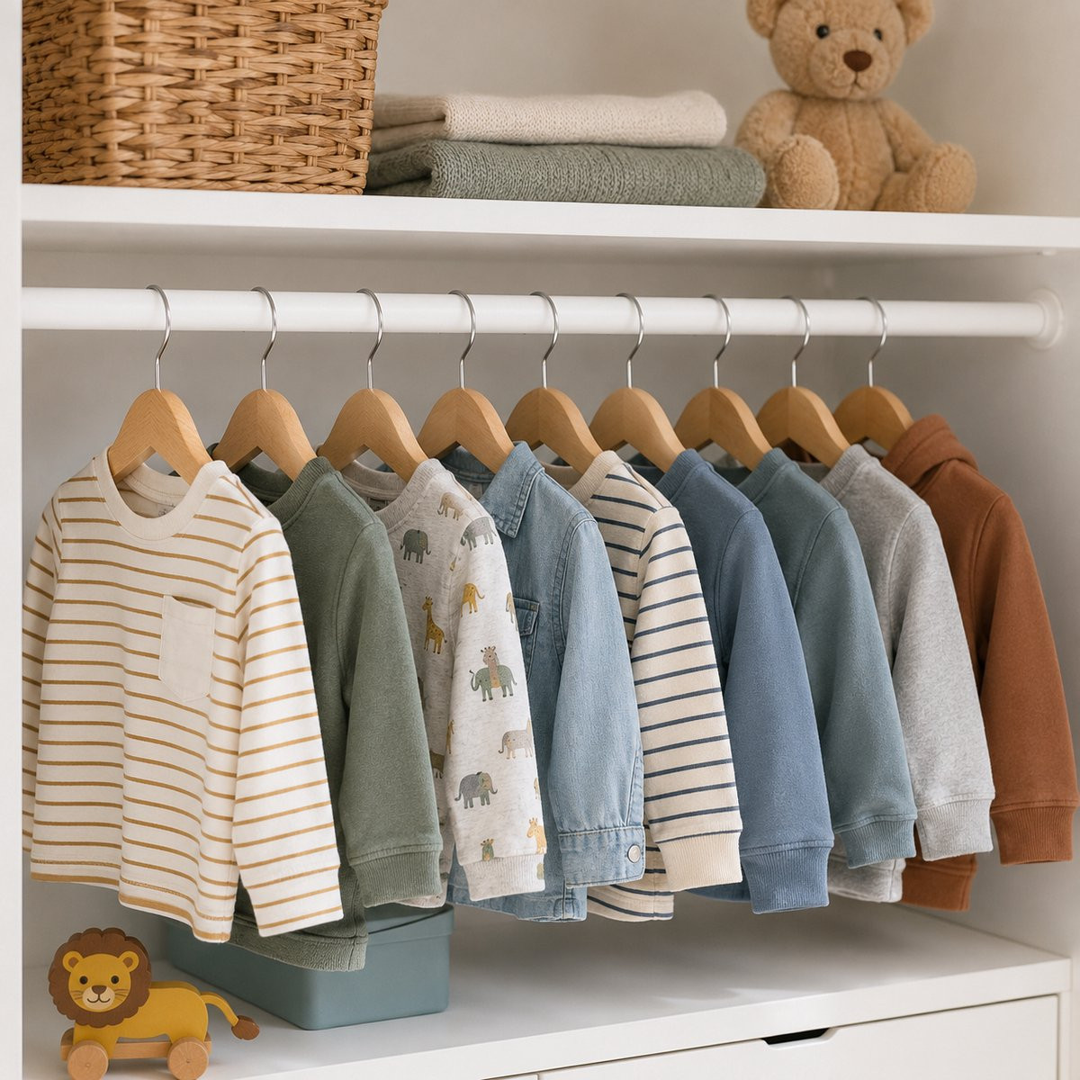 Alpina Kinder Kledinghangers van Hout – 5 Stuks