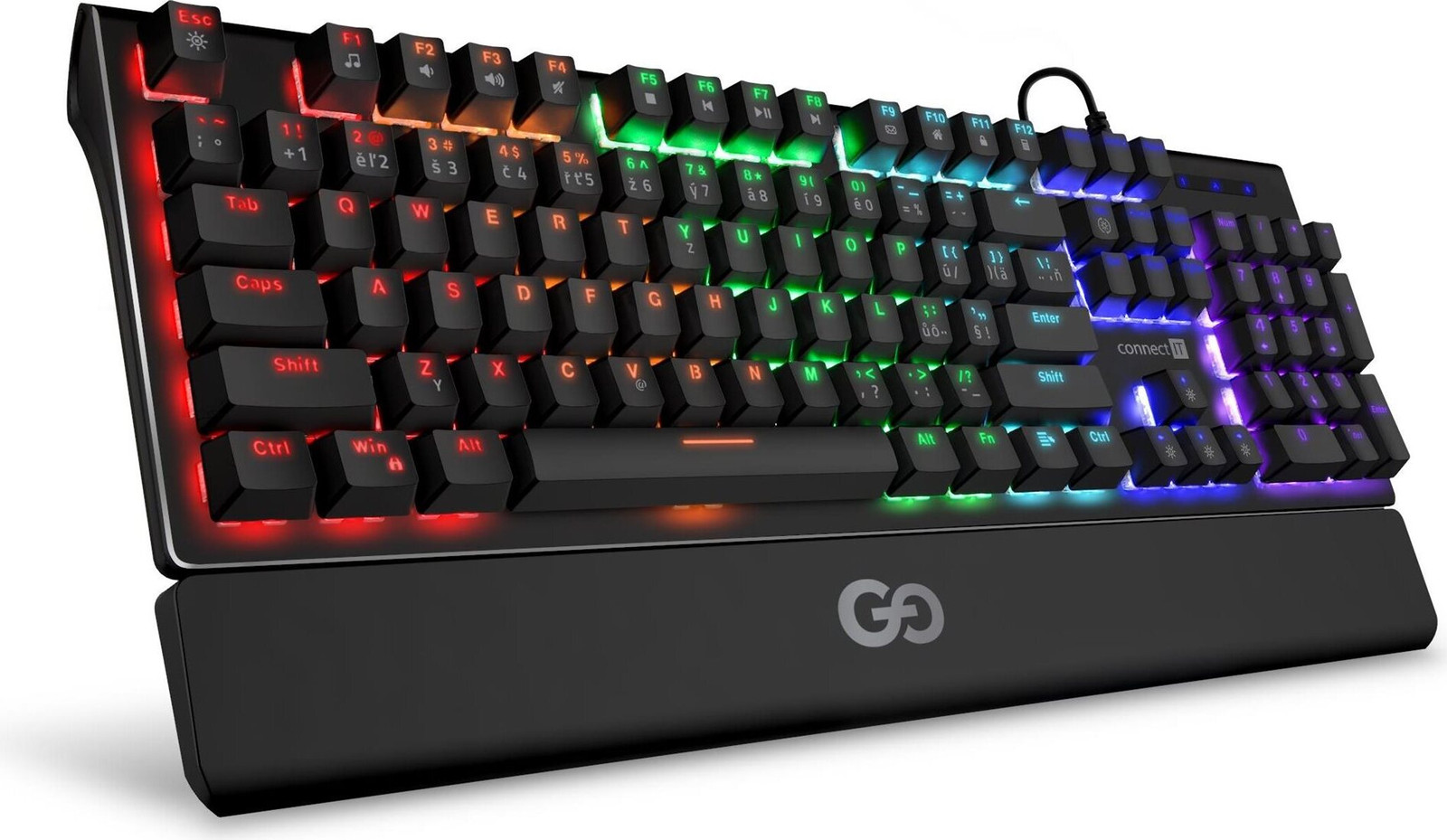Connect IT CKB-7050-CS Mechanisch Toetsenbord met RGB LED, USB, Zwart