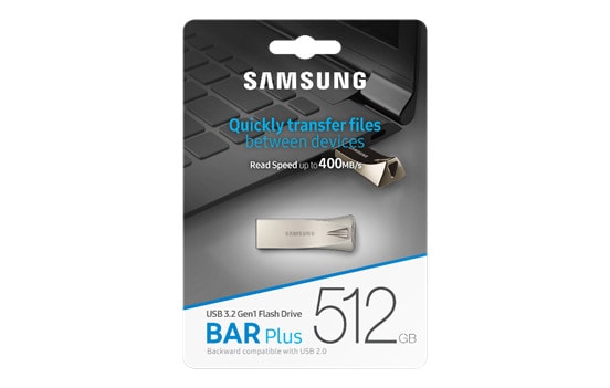 Samsung BAR Plus USB-Stick Typ-A, 512 GB mit Schlüsselring Champagne Silver