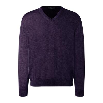 Strickpullover MAERZ MUENCHEN "Maerz Muenchen 490400 Strickpullover Herren Bekleidung", Herren, Gr. 56, lila, 100% Wolle, V-Ausschnitt, Pullover Strickpullover