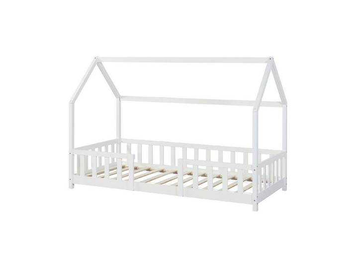 en.casa Kinderbett, »Sisimiut« Haus-Optik mit Rausfallschutz 90x200cm Weiß