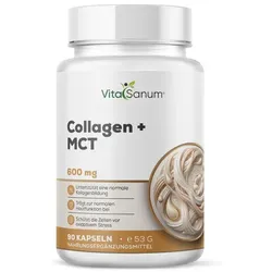 VitaSanum® Collagen+MCT – 600 mg Fischkollagen + 300 mg MCT + 100 mg Vitamin C pro Tagesportion (2 Kapseln)