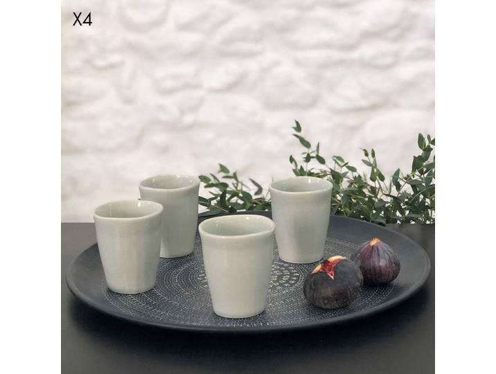 Set de 4 tasses expresso en céramique vert d'eau craquelée Frost
