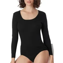 Schiesser Luxury Shirt Schwarz Baumwolle 44 Damen