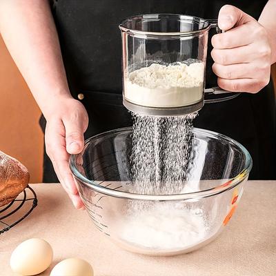 Semi Automatic Flour Sifter With Hand Press Design Transparent Non Stick Flour Sieve For Baking Semi Automatic Flour Sifter With Hand Press Design Transparent Non Stick Flour Sieve For Baking