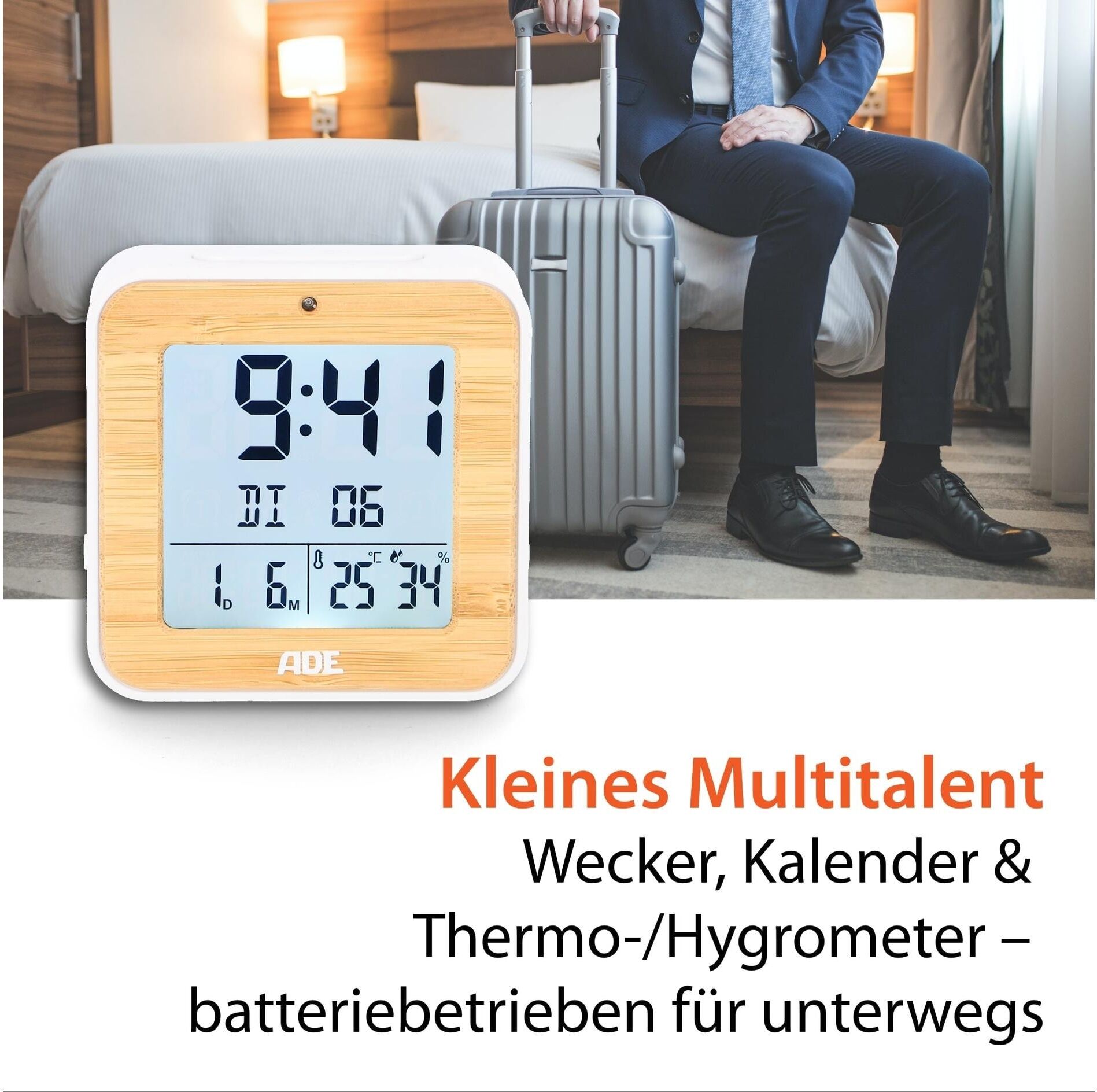 Funkwecker ADE "Weiss/Nature", beige (natur, weiß), Wecker, Funkwecker natur, weiß Einheitsgröße