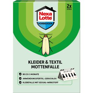 Nexa-Lotte Mottenfalle Kleider & Textil, Pheromonfalle, gegen Kleidermotten, zum Aufstellen, 2 Stück