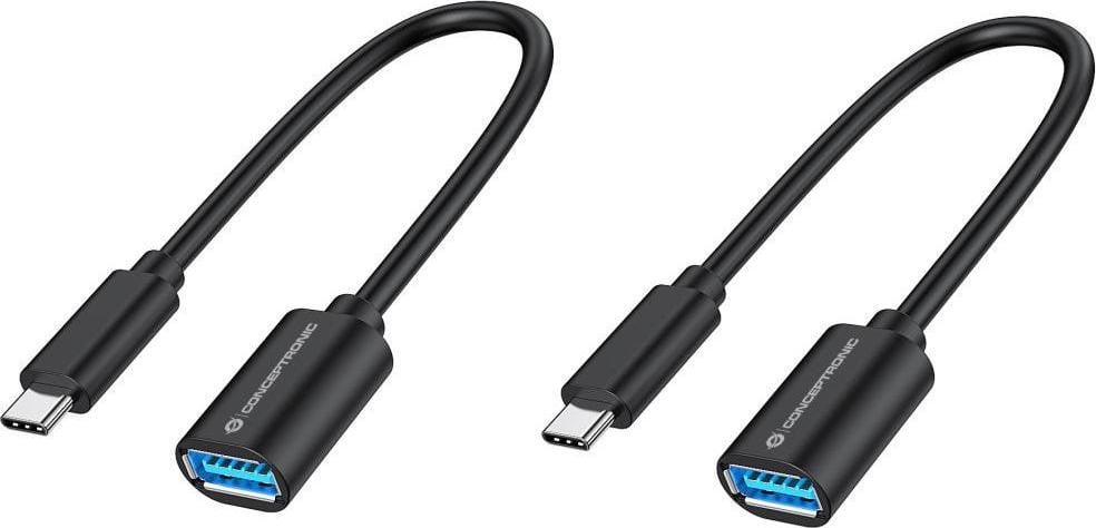 Conceptronic ABBY11B Adapter USB-C naar USB-A 3.0 OTG, 2-pack, grijs