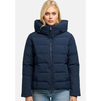Winterjacke MARIKOO "Akiliaa", Damen, Gr. M, blau (navy), Obermaterial: 100% Polyester, Jacken Winterjacke, Warme Winterjacke mit Kapuze und taillierter Passform