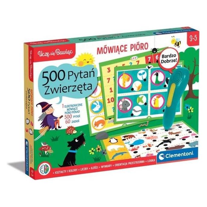 Clementoni Gra Mówiące pióro 500 Pytań Zwierzęta (Polnisch) (50781)