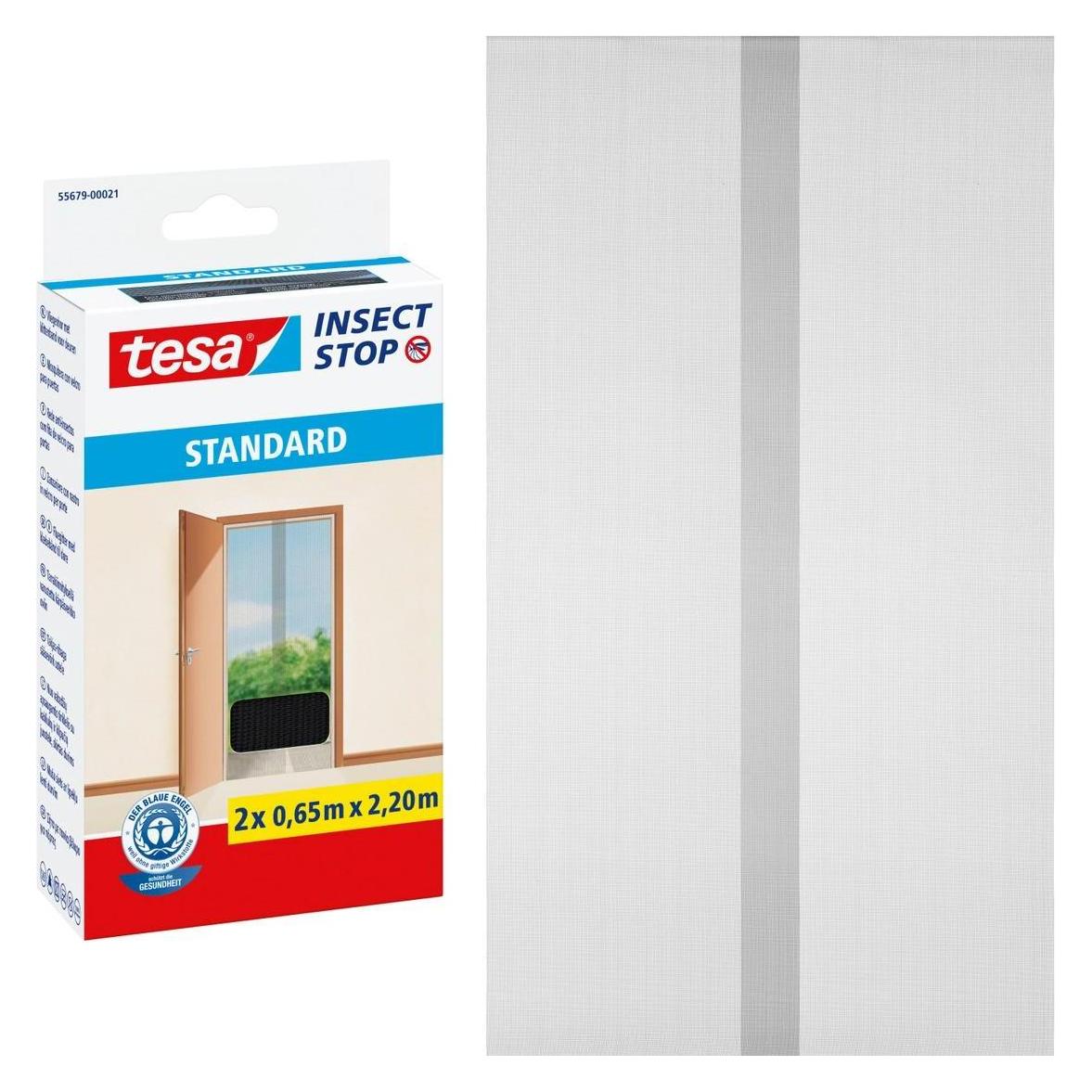 tesa Insektenschutz STANDARD für Fenster, zweiteilig, mit Klettband, ohne Bohren (65 x 220 cm) (55679-00021-03)