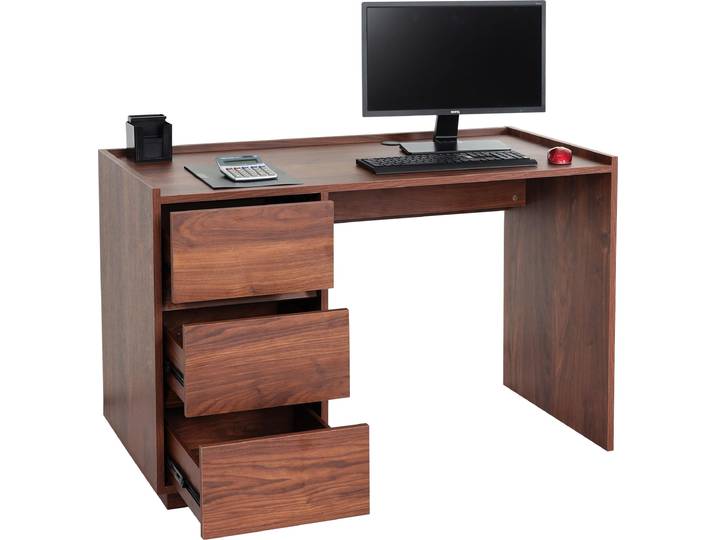 Schreibtisch HWC-J78, Bürotisch Computertisch Arbeitstisch, Schublade, 78x121x60cm Walnuss-Optik
