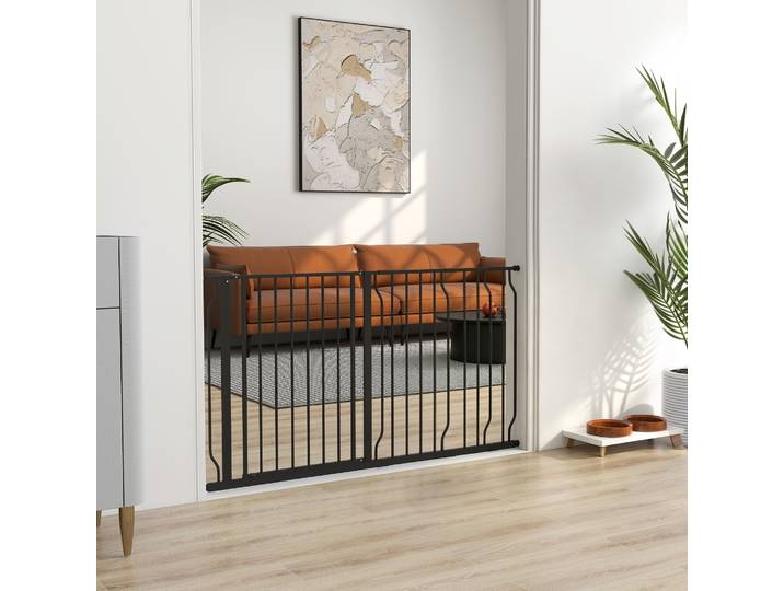 PawHut Barrière Sécurité Animal 145Lx76H Réglable Noir