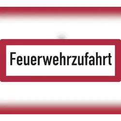 Feuerwehrschild, Feuerwehrzufahrt - DIN 4066 - 594x210x2 mm Aluminium 2 mm, reflektierend Typ I