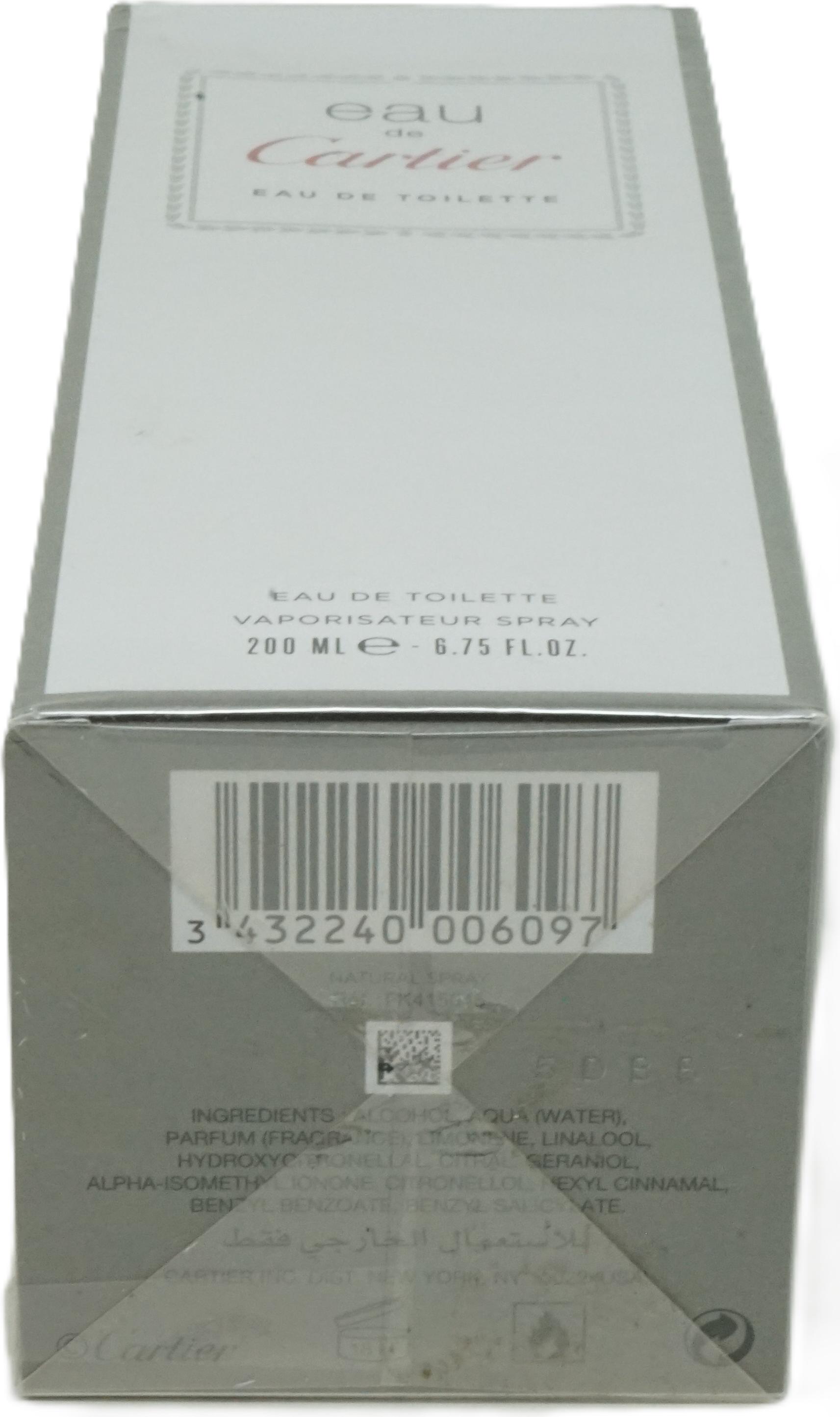Cartier EAU DE, 200 ml, Nicht nachfüllbare Flasche, Spray, ALCOHOL, AQUA (WATER), PARFUM (FRAGRANCE), LIMONENE, LINALOOL, HYDROXYCITRONELLAL, CITRAL,..., CE, 1 Stück(e)