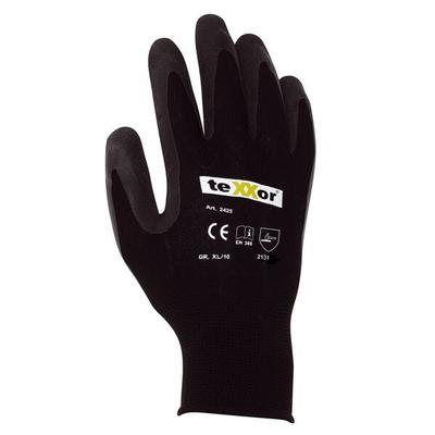 teXXor® Polyester-Strickhandschuh Latex beschichtet, Montage- u. Arbeitshandschuh - Größe