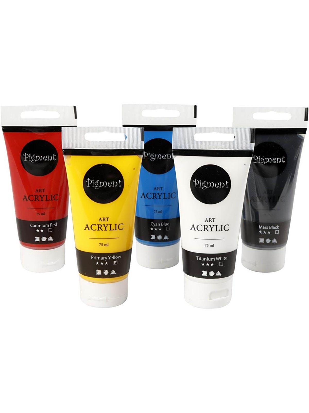 Creativ Company Pigment Art Acrylic Paint Primary Colors 5x75ml