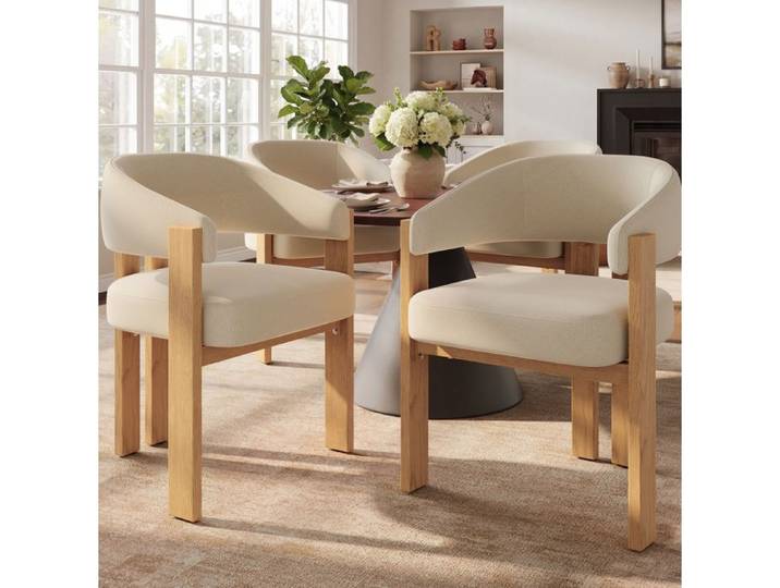 Chaise Salle A Manger 4 Beige Chaise Ergonomique FloraGrace Pour Salle A Manger Assise Epaisse 57 5x43x78cm