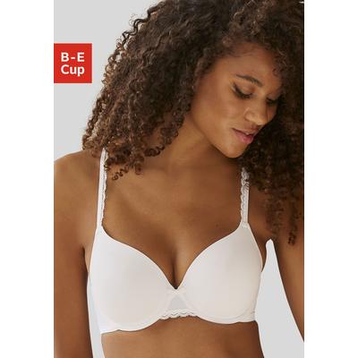 Schalen-BH S.OLIVER "Camille", Damen, Gr. 90, Cup B, weiß, Microtouch, Obermaterial: 72% Polyamid, 16% Polyester, 12% Elasthan, Basic, BHs Schalen-BH, mit Bügel & Spitzenträger, T-Shirt-BH, bequemer BH